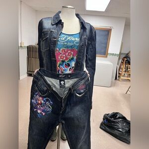Ed Hardy Denim Jeans with Embroidered Details